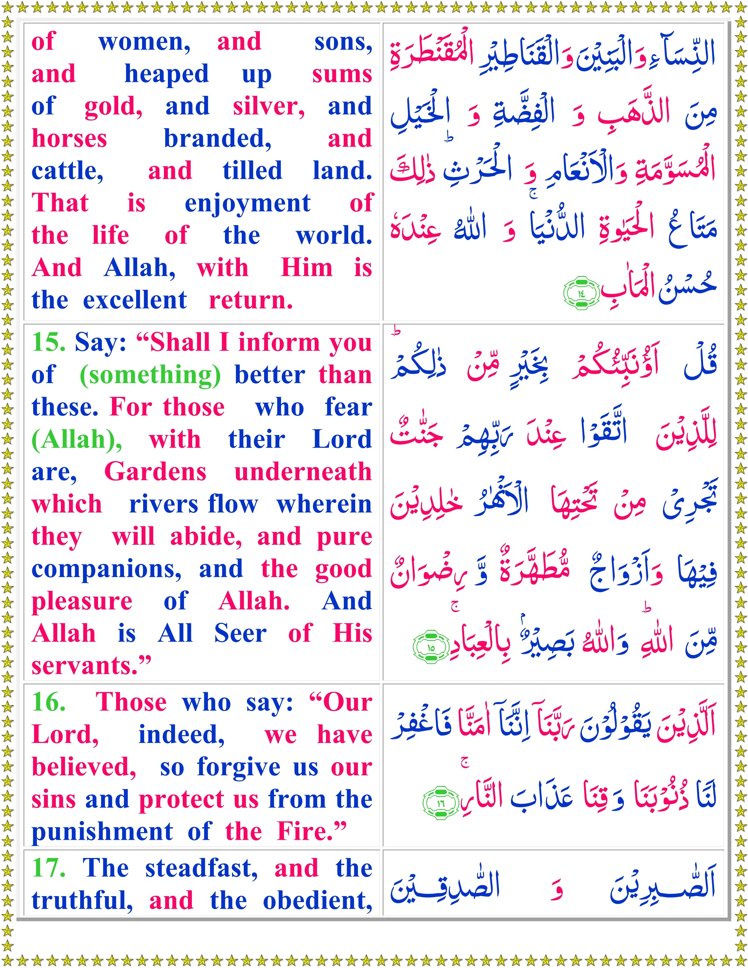 Read Surah Al Imran With English Translation Quran O Sunnat