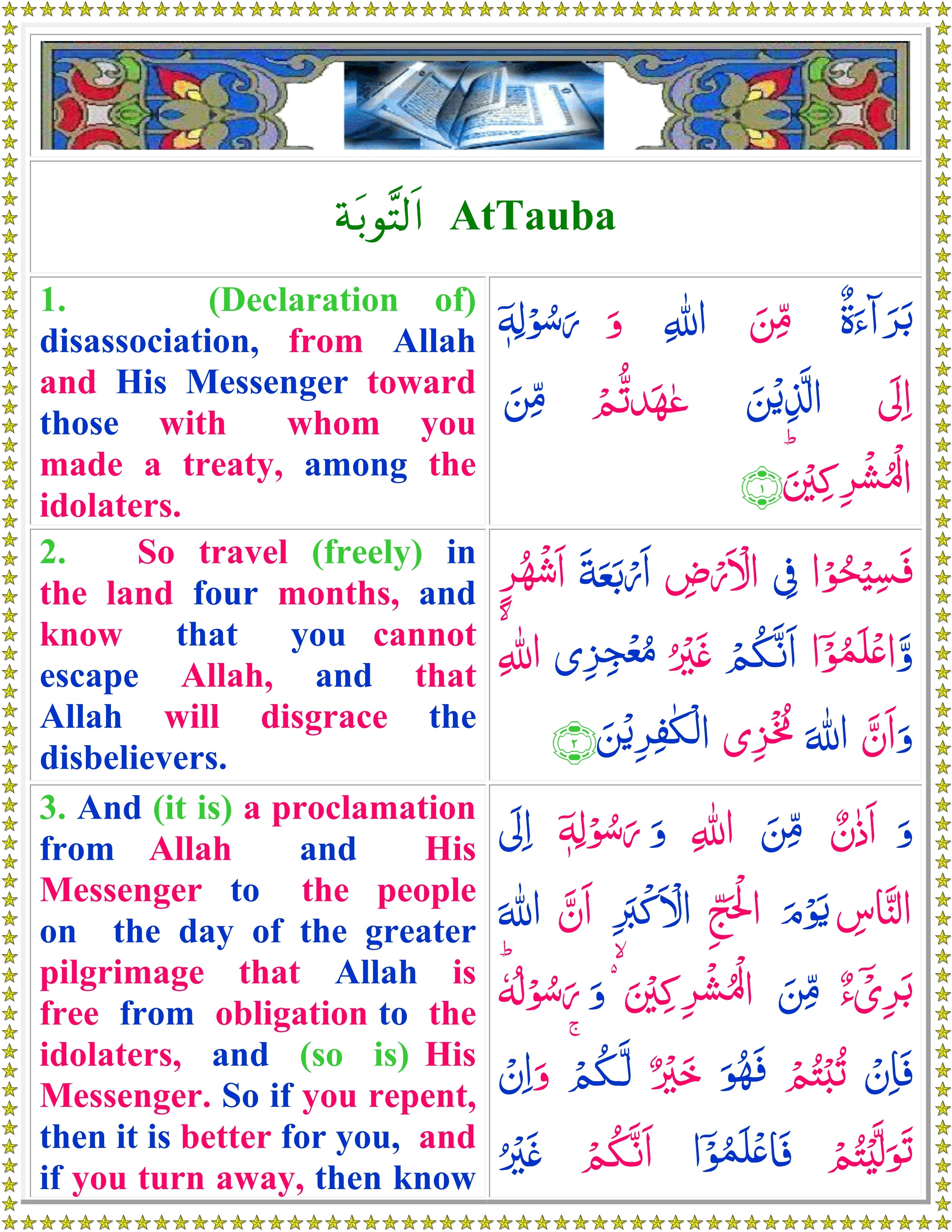 Surah At Taubah English Quran O Sunnat