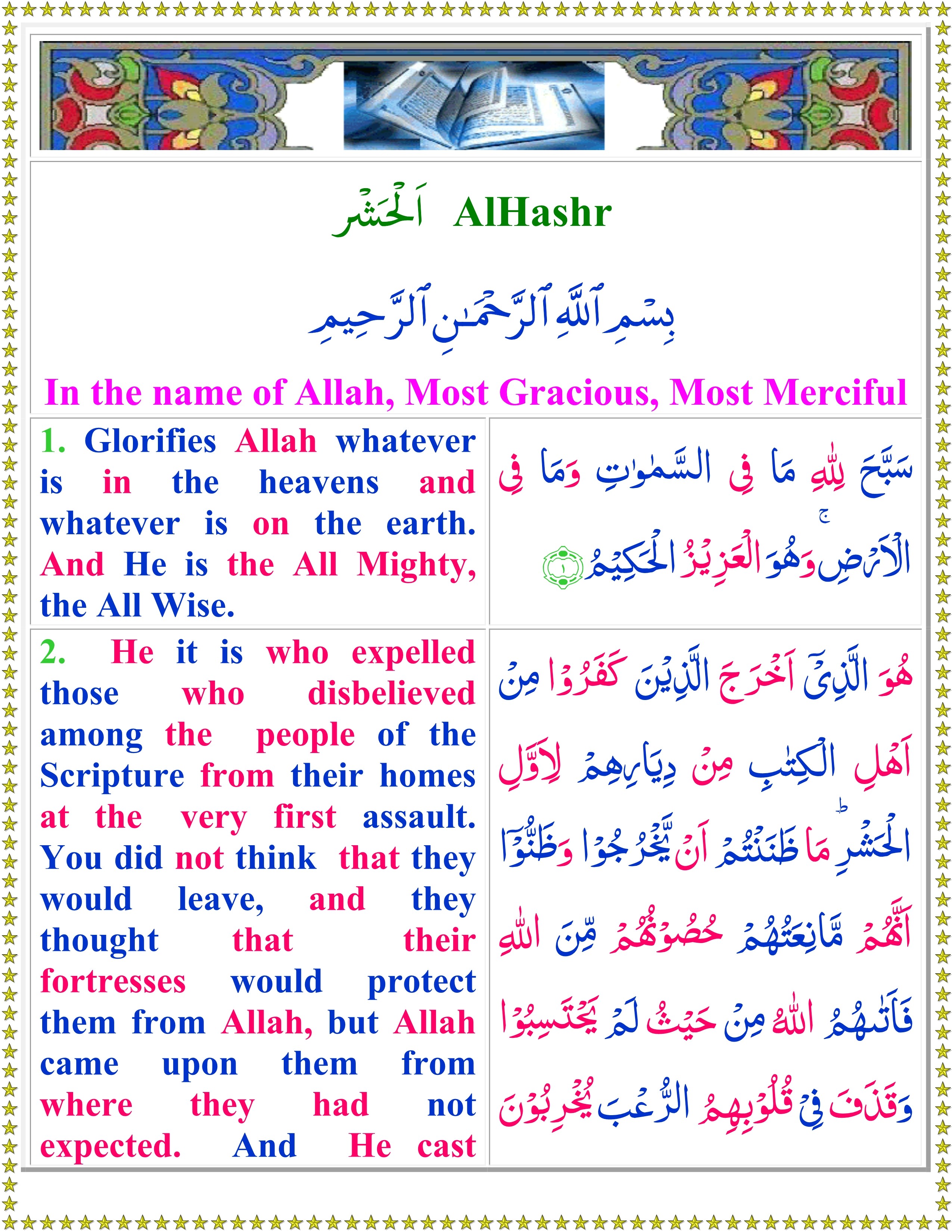 surah al hashr urdu translation surah al hashr urdu translation