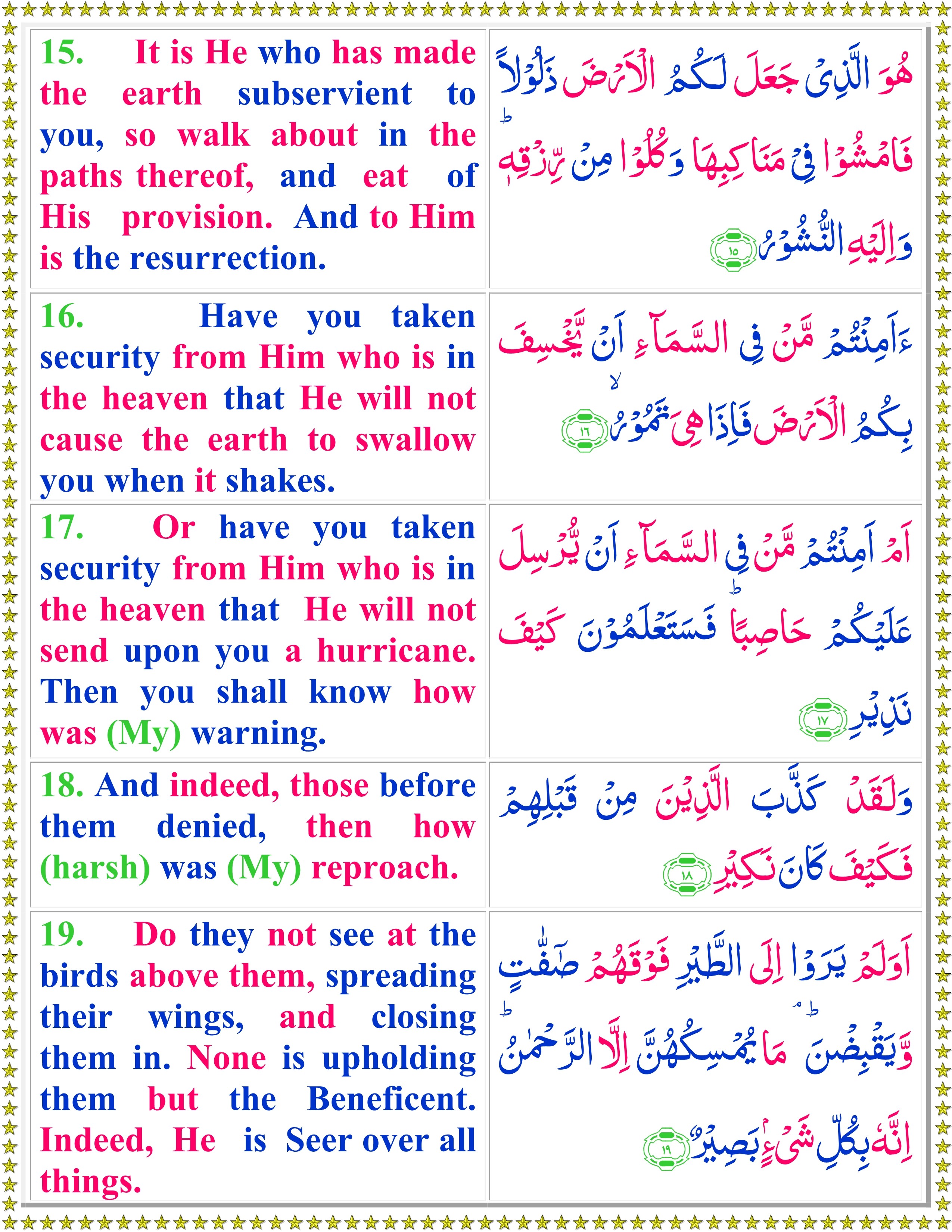 Read Surah Al Mulk With English Translation Quran O Sunnat