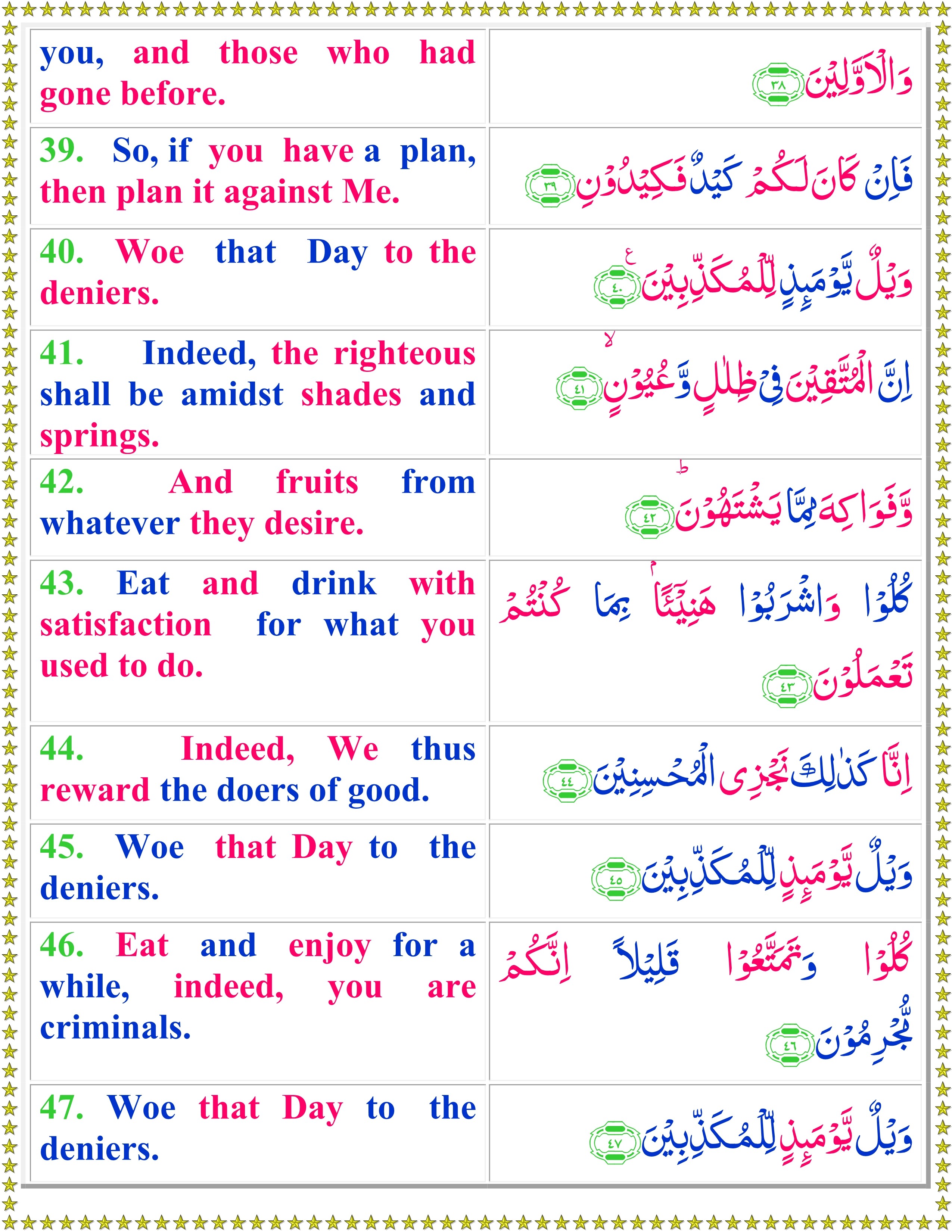 Read Surah Al Mursalat With English Translation - Quran o Sunnat